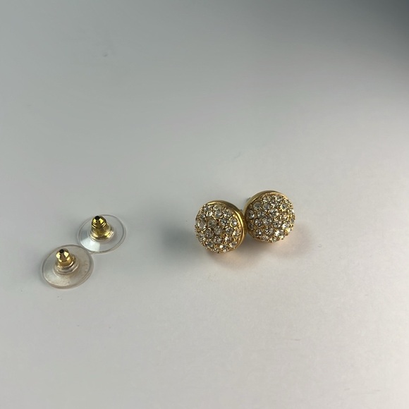 Vintage Faux Round Diamond Gold Charm Earrings - Picture 3 of 6